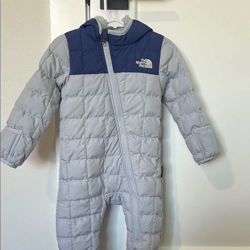 The North Face Gray and Blue Quilted Footies